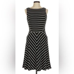 Lauren Ralph Lauren Blue & White Illusion Fit & Flare Midi Dress. Summer Casual